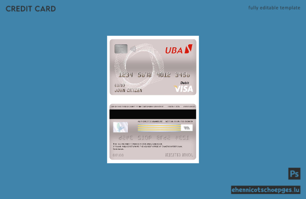 Beispielvorschau der UBA-Bank-Visa-Debitkarte aus Kamerun